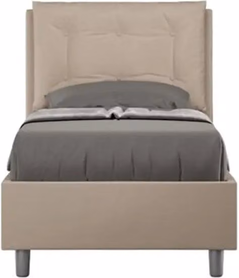 Letto singolo con rete imbottito 80x210 similpelle tortora Annalisa