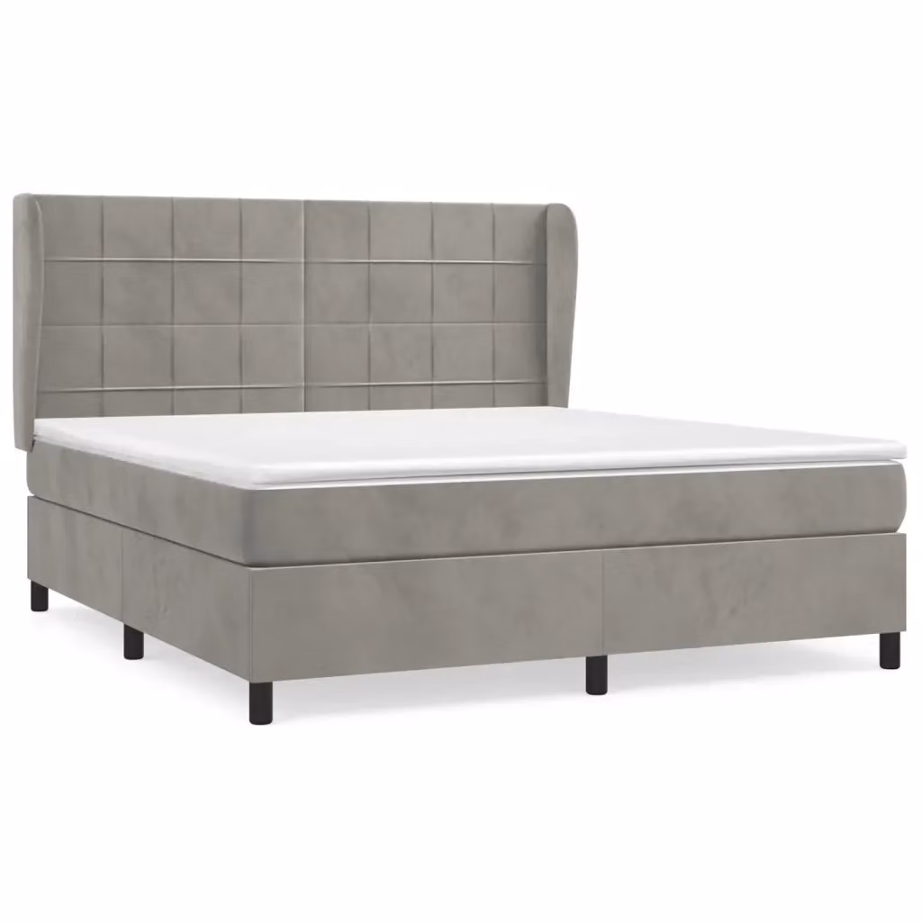 Letto Ibrido vidaXL con Giroletto a Molle e Materasso in Velluto Grigio Chiaro e Bianco L/P: 180 x 200 cm – 2