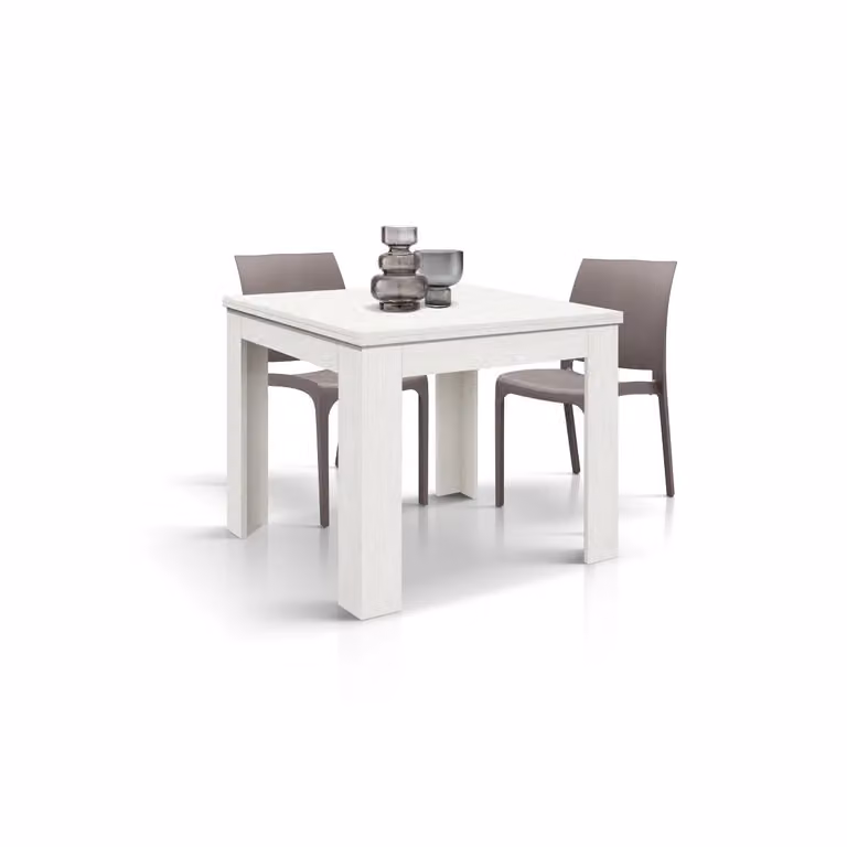 Tavolo LIPARI finitura bianco frassinato allungabile a libro 90×90 cm – 180×90 cm
