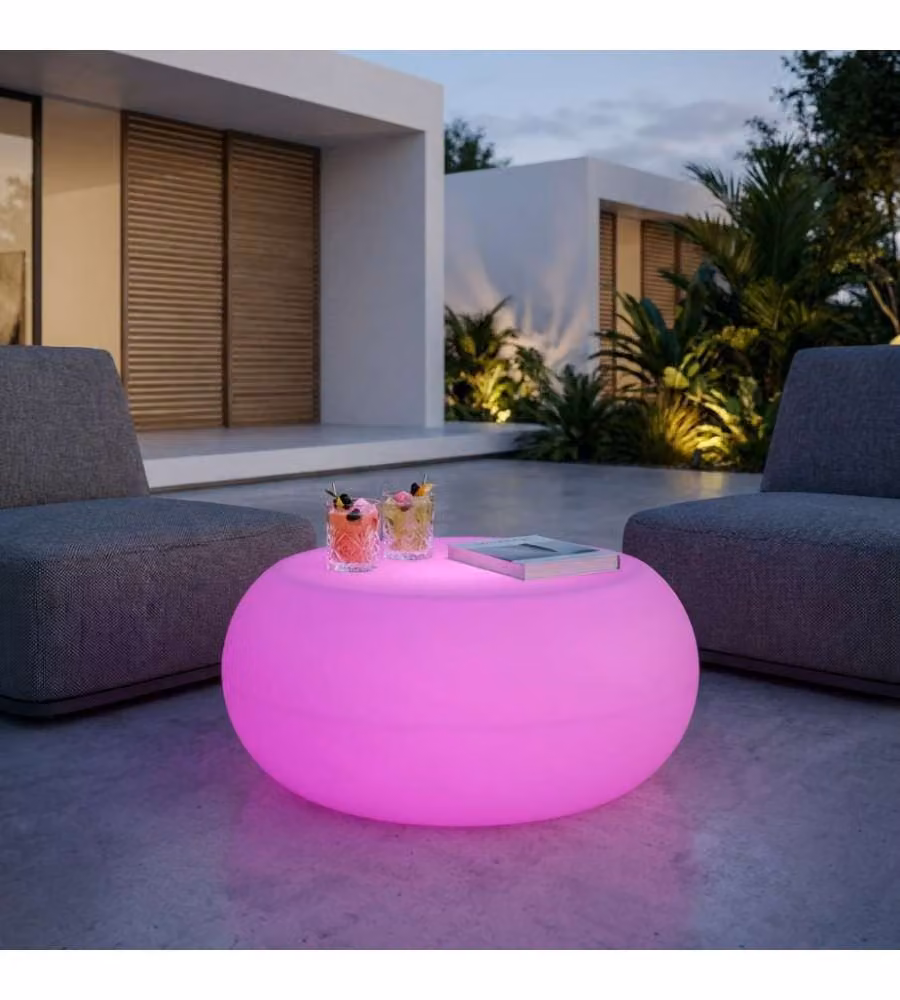 Dorado Tavolino Luminoso Rosa 68x68 cm in Plastica con Ricarica USB
