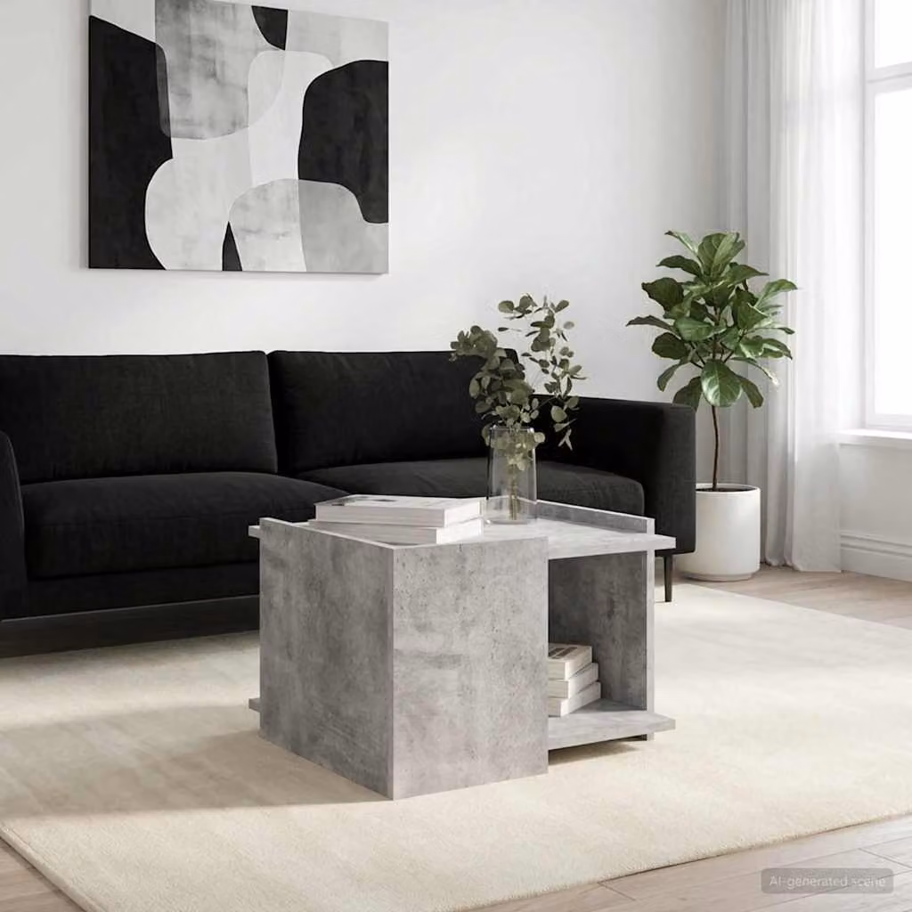vidaXL Tavolino da salotto moderno in composito grigio L: 50,5 cm, P: 50 cm, H: 33 cm