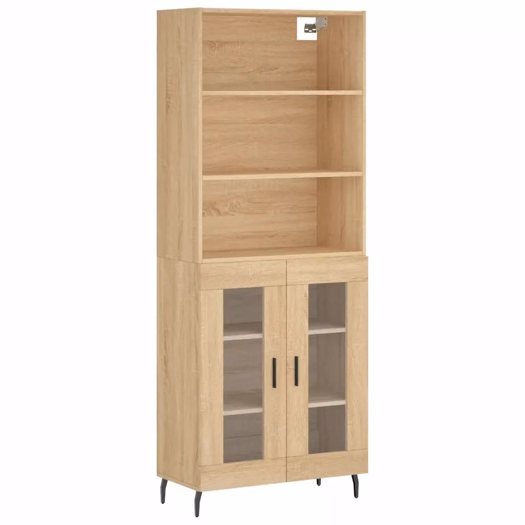 Credenza moderna vidaXL in legno e metallo marrone per sala da pranzo L: 69,5 cm, P: 34 cm, H: 180 cm – 2