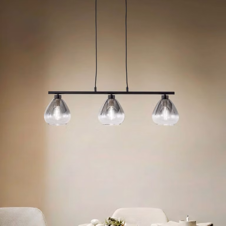 Lampada a sospensione Pendura Lindby, dimmerabile, Alluminio / Grigio / Zincato, Soggiorno / Sala da pranzo, Vetro, Moderno, Lampada a sospensione