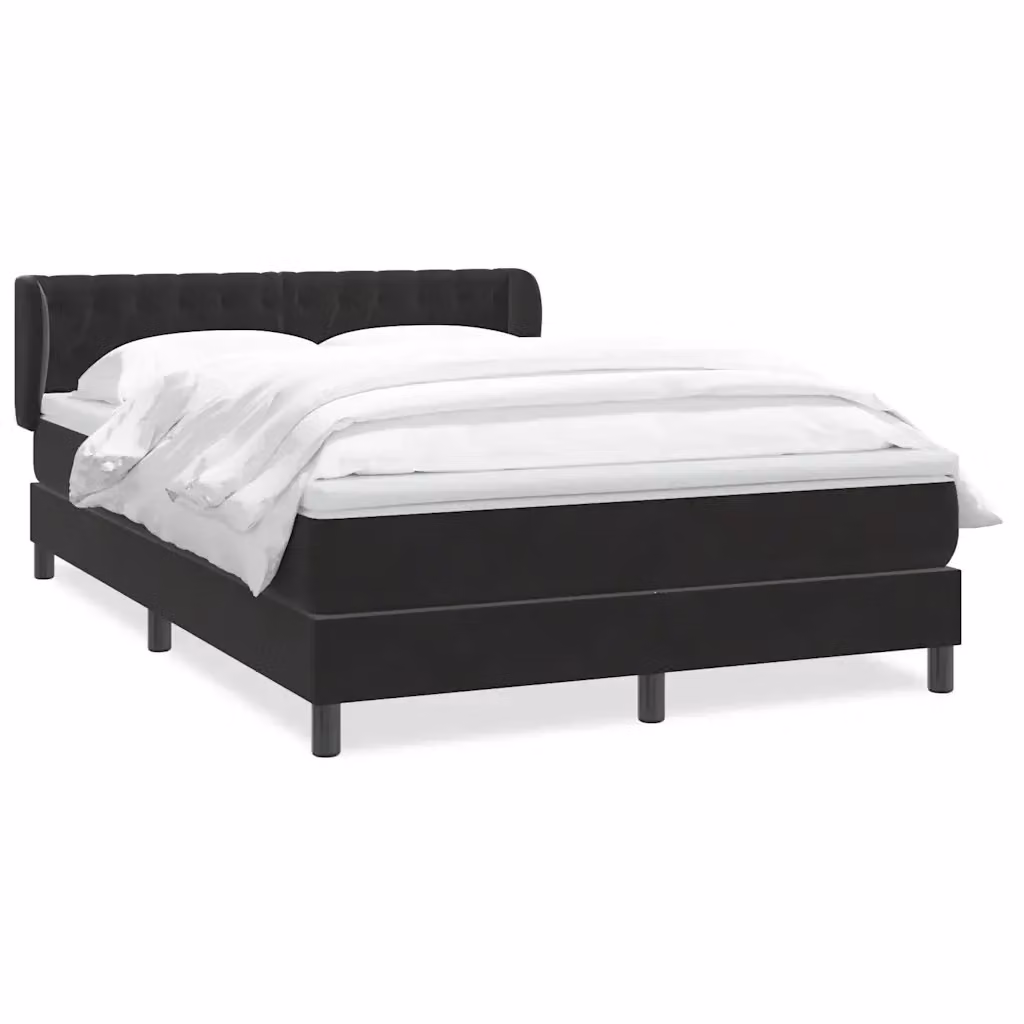 Letto con Giroletto a Molle e Materasso Ibrido vidaXL in Velluto Nero, L/P/H: 163 x 213 x 88 cm – 2