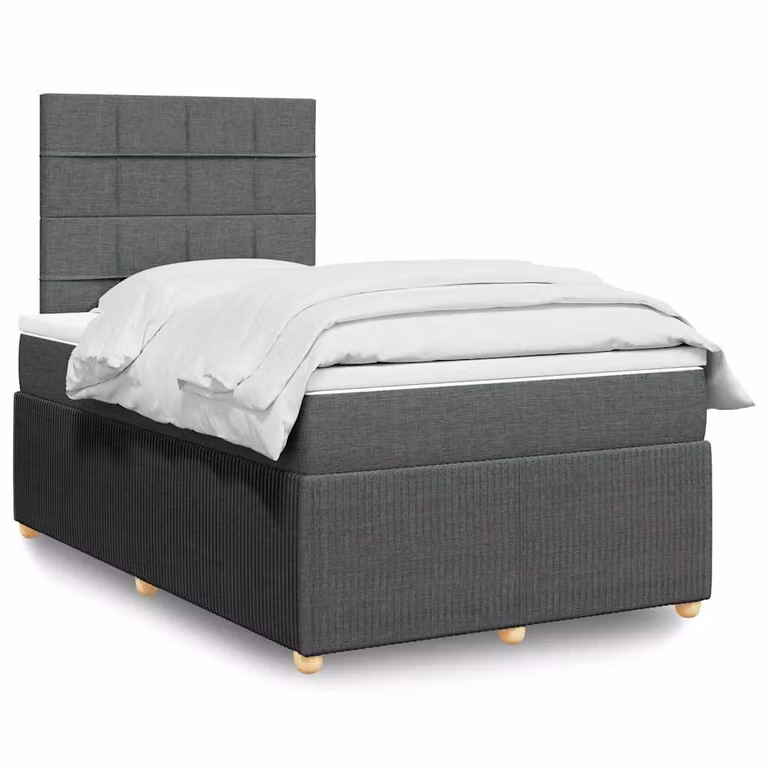vidaXL Letto Ibrido con Giroletto a Molle e Materasso in Tessuto Grigio e Bianco L/P/H: 120 x 200 x 150,5 cm