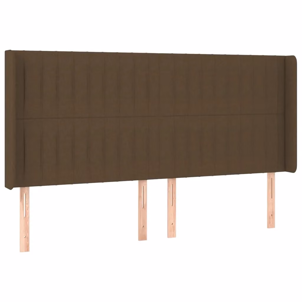 Testiera ad orecchio vidaXL in tessuto marrone scuro con struttura in legno di larice L: 203 cm, P: 16 cm, H: 118/128 cm – 2