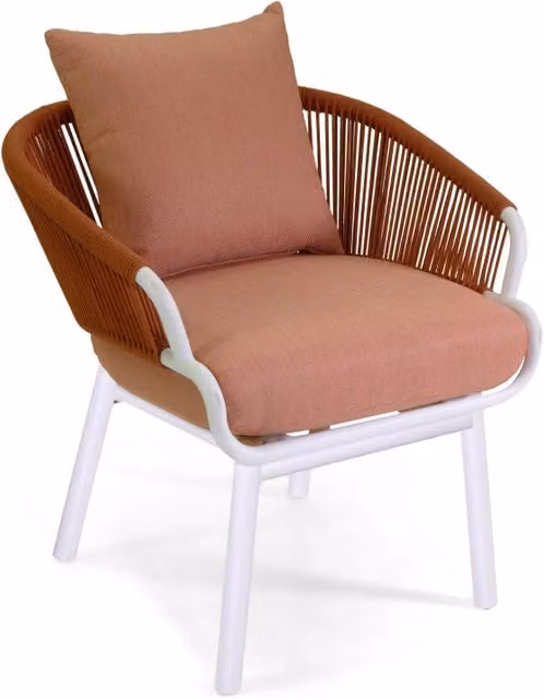 Poltrona alluminio Honolulu bianco con cuscini corallo cm 62x67,5h80