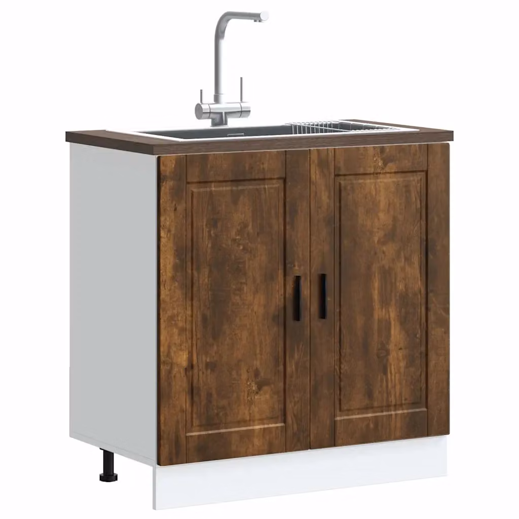 Mobile base lavello da cucina moderno in legno composito marrone L: 80 cm, P: 46 cm, H: 81,5 cm – 2