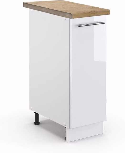 Armadio cucina dispensa alto Fame-Line Bianco lucido/Bianco 30 cm, PL Rovere Vicco