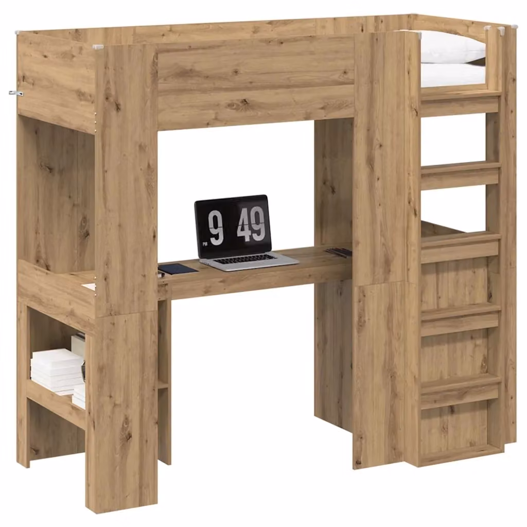 vidaXL Struttura letto a castello con scrivania in legno Rovere, L/P/H: 193 x 80 x 175 cm – 2