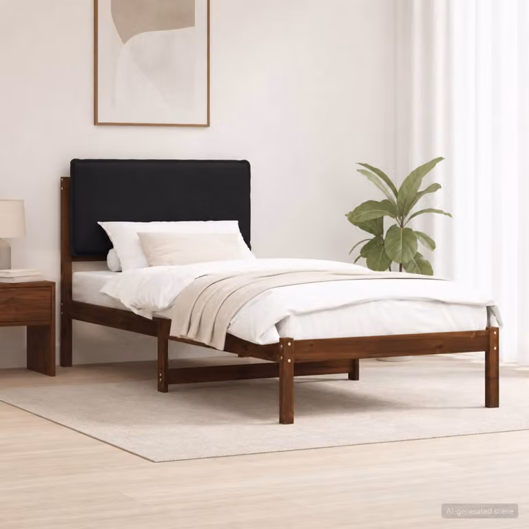 vidaXL Letto con Testiera Rivestita Marrone scuro e Nero 100 x 200 cm