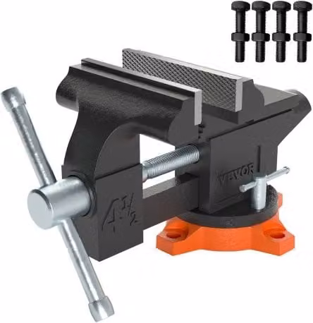Morsa di precisione da banco VEVOR in ghisa nera con base girevole da 240 gradi, larghezza ganascia 11,5 cm e apertura 8,5 cm