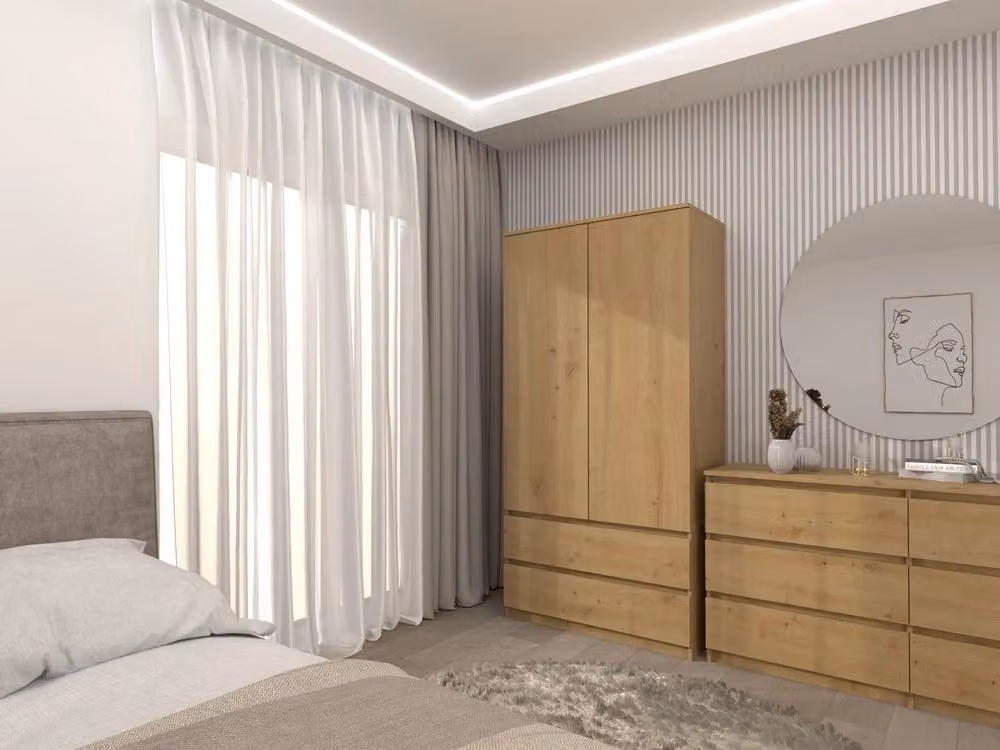 Armadio MALWA SS-90 rovere artisan con ante a battente e sistema push to open, colore marrone, L: 90 cm, P: 50 cm, H: 180 cm – 2