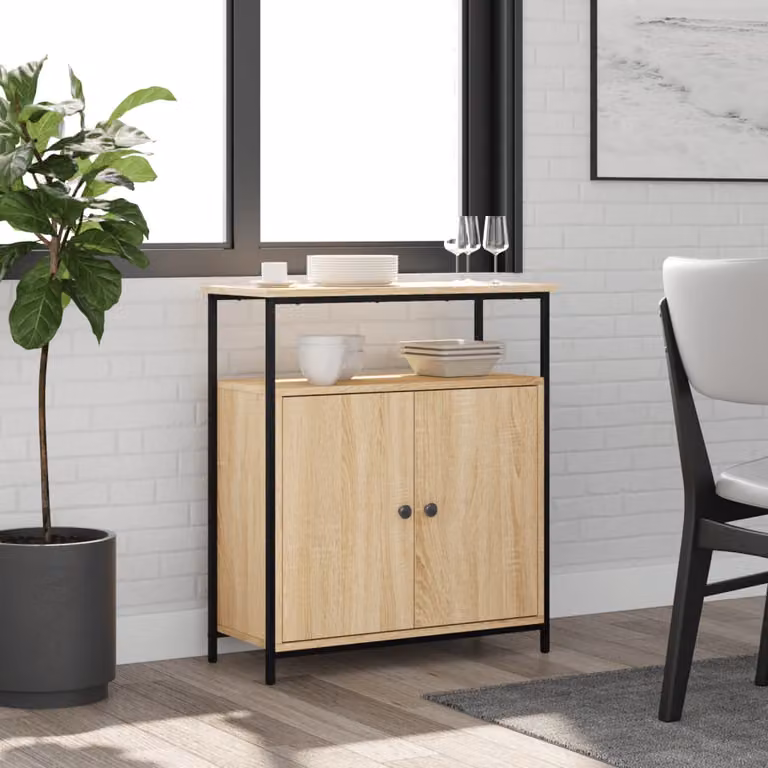 Credenza vidaXL in Rovere Sonoma e Metallo, Colore Marrone, L 70 cm x P 30 cm x H 80 cm