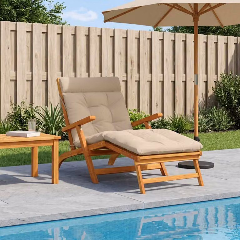 Cuscino per lettino vidaXL VIANEN in poliestere beige con rivestimento lavabile e resistente ai raggi UV