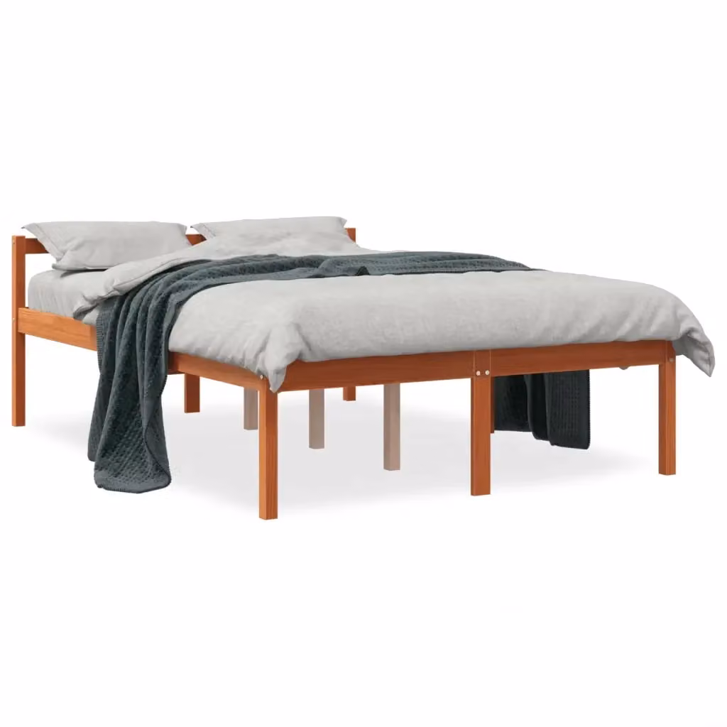 Letto per anziani vidaXL in legno massello di pino color marrone cera L/P: 140 x 190 cm – 2