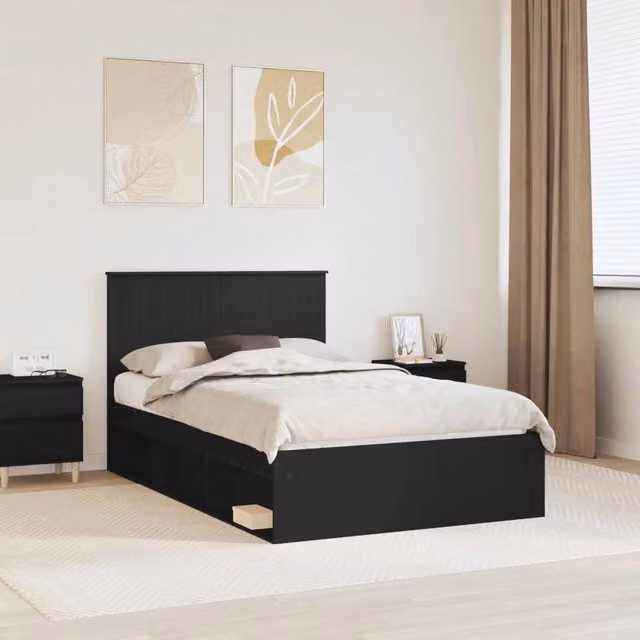 Struttura del letto Nero 120 x 190 cm Pino massello 3411038
