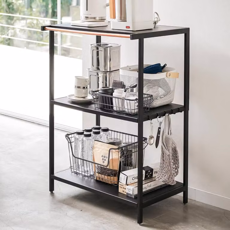 Yamazaki scaffale da cucina nero in metallo a 3 livelli 60x90x46cm "TOWER"