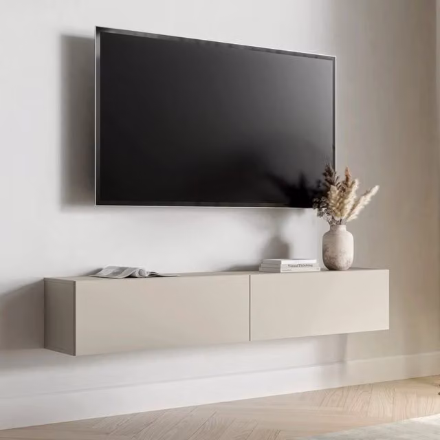 Mobile porta TV Mocogno DMORA con un ripiano, moderno, beige, L 180 cm x P 32 cm x H 32 cm