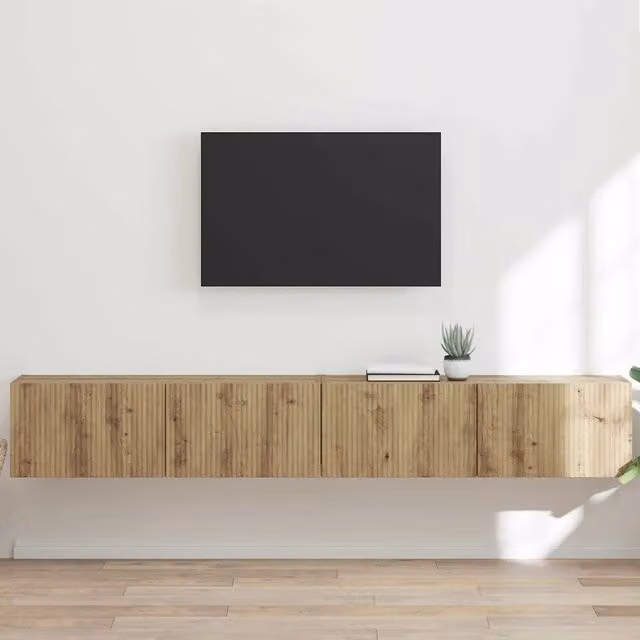 Set di 2 mobili TV da parete vidaXL in rovere moderno, L 60 x P 31 x H 29.5 cm