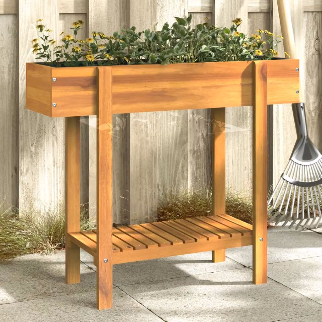 Fioriera Rialzata da Giardino vidaXL in Legno di Acacia Marrone L: 90 cm, P: 30 cm, H: 75 cm
