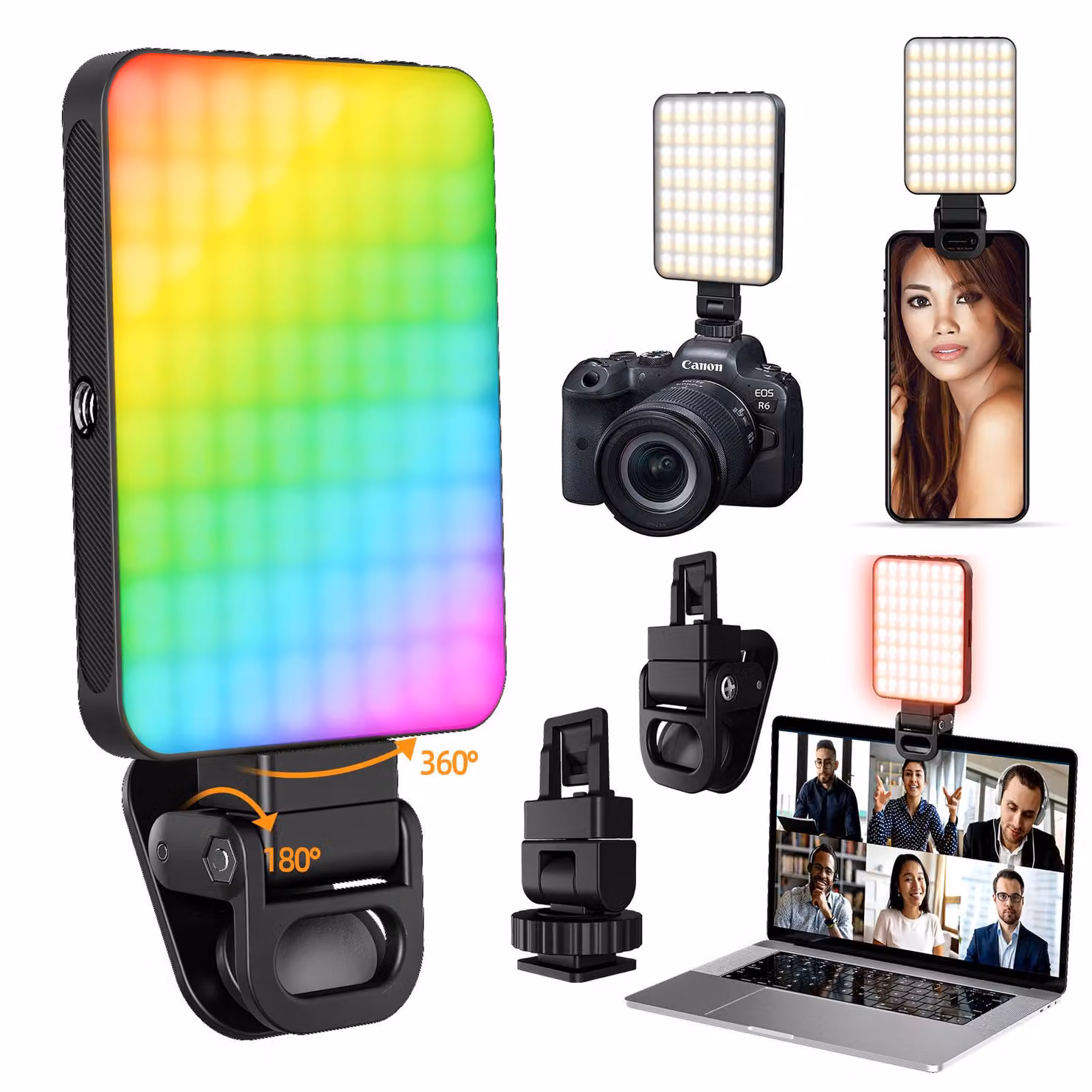 ZELURXX Luce di riempimento RGB magnetica multifunzionale Batteria ricaricabile da 2000mAh Temperatura colore e luminosità regolabili per foto e video