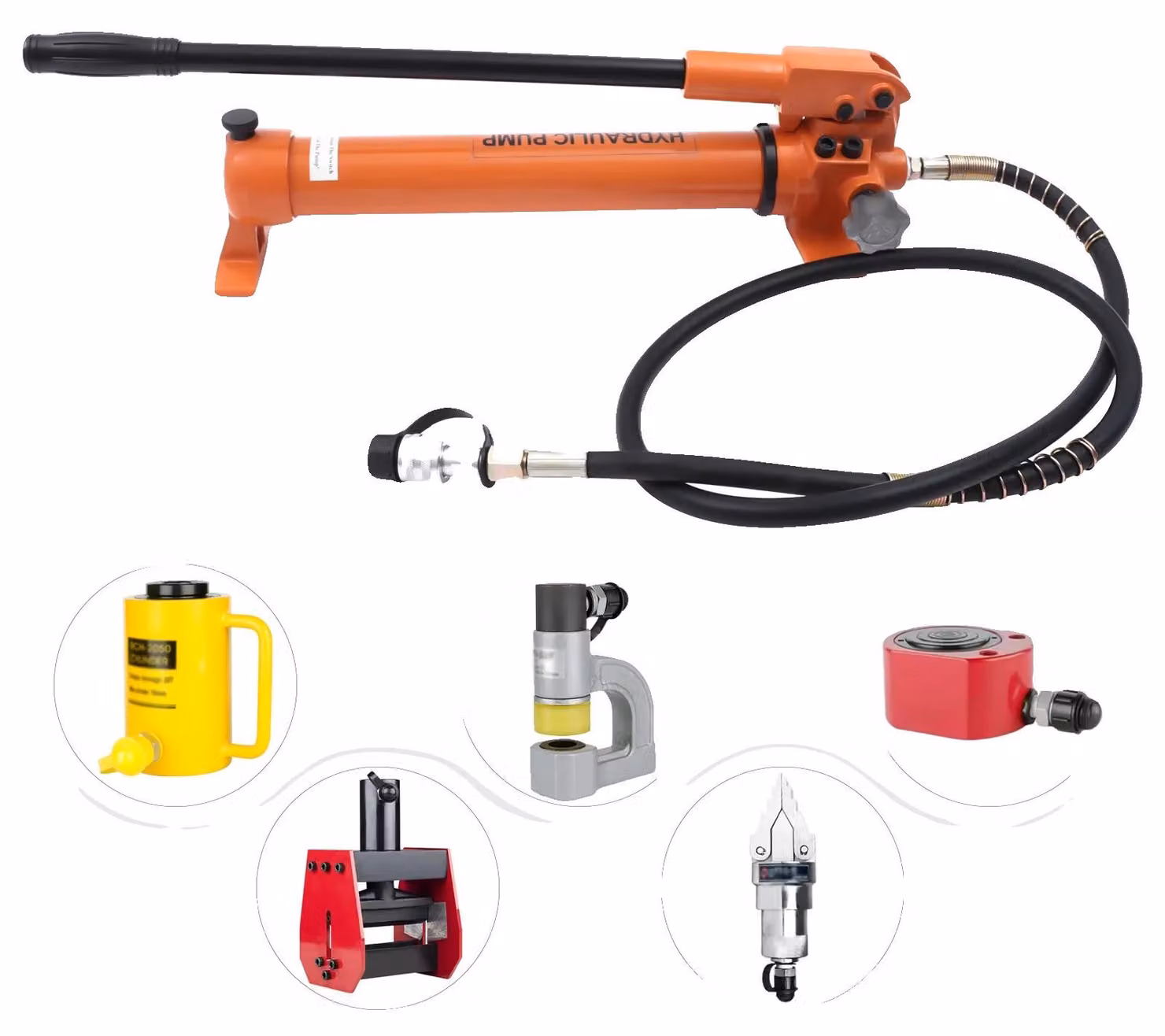Pompa manuale idraulica, pressione di 70 MPa, capacità di 900 cc, colore arancione
