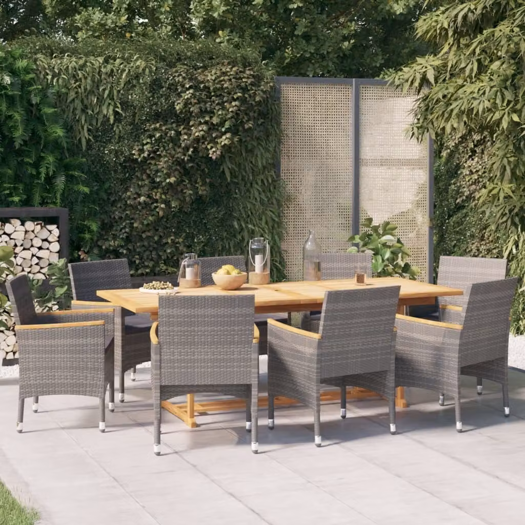 Maison Exclusive - Set da pranzo da giardino 9 pezzi con cuscini grigio