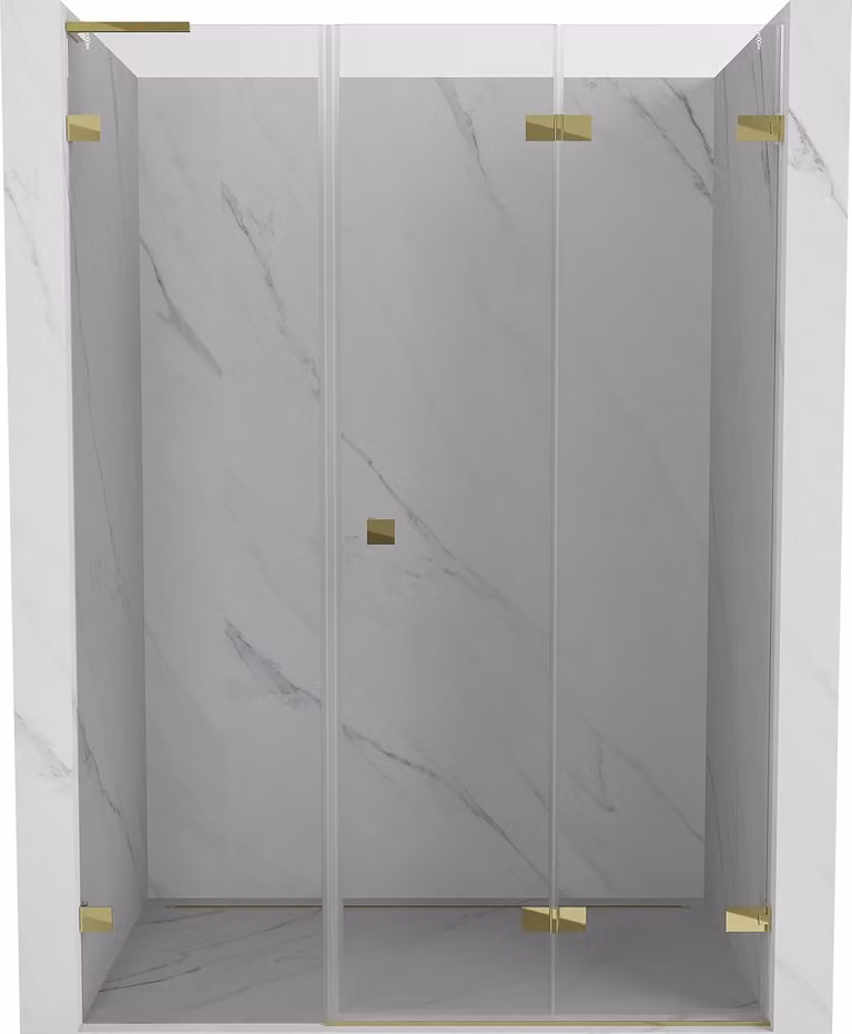 Mexen Lunar-F L porte doccia pieghevoli destre 120 cm, trasparente, oro - 836SL-120-050-50-00-P