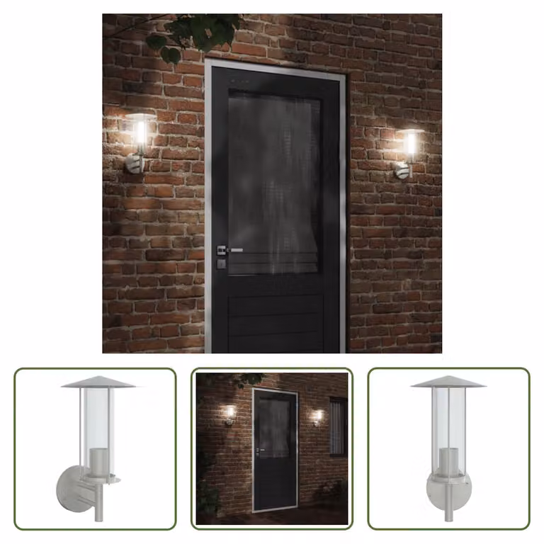 The Living Store Applique da esterno in acciaio inox argento