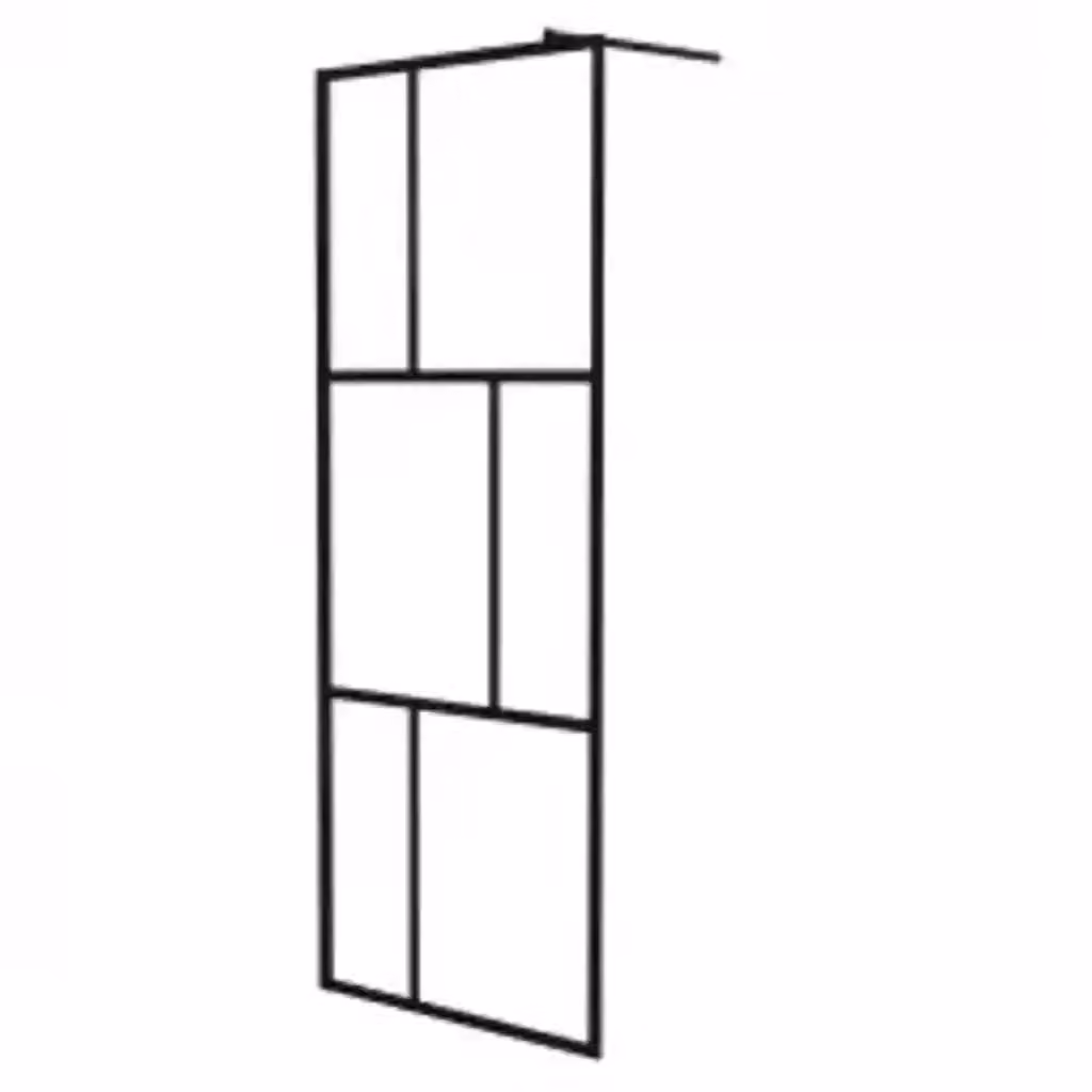 Parete per Doccia Walk-in vidaXL in Vetro Temperato Trasparente con Profilo Nero L: 80 cm, H: 195 cm – 2
