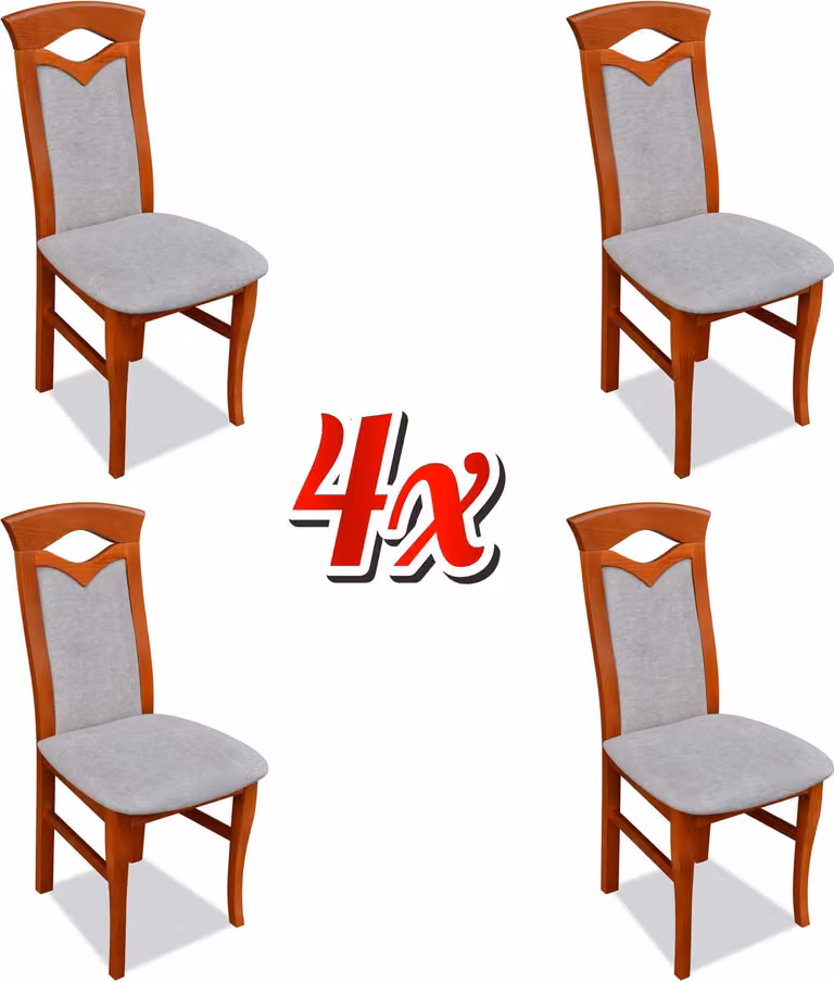 Stuhl Set Sessel Lehn Design Polster Stoff Textil Ess Wohn Zimmer 4x Stühle
