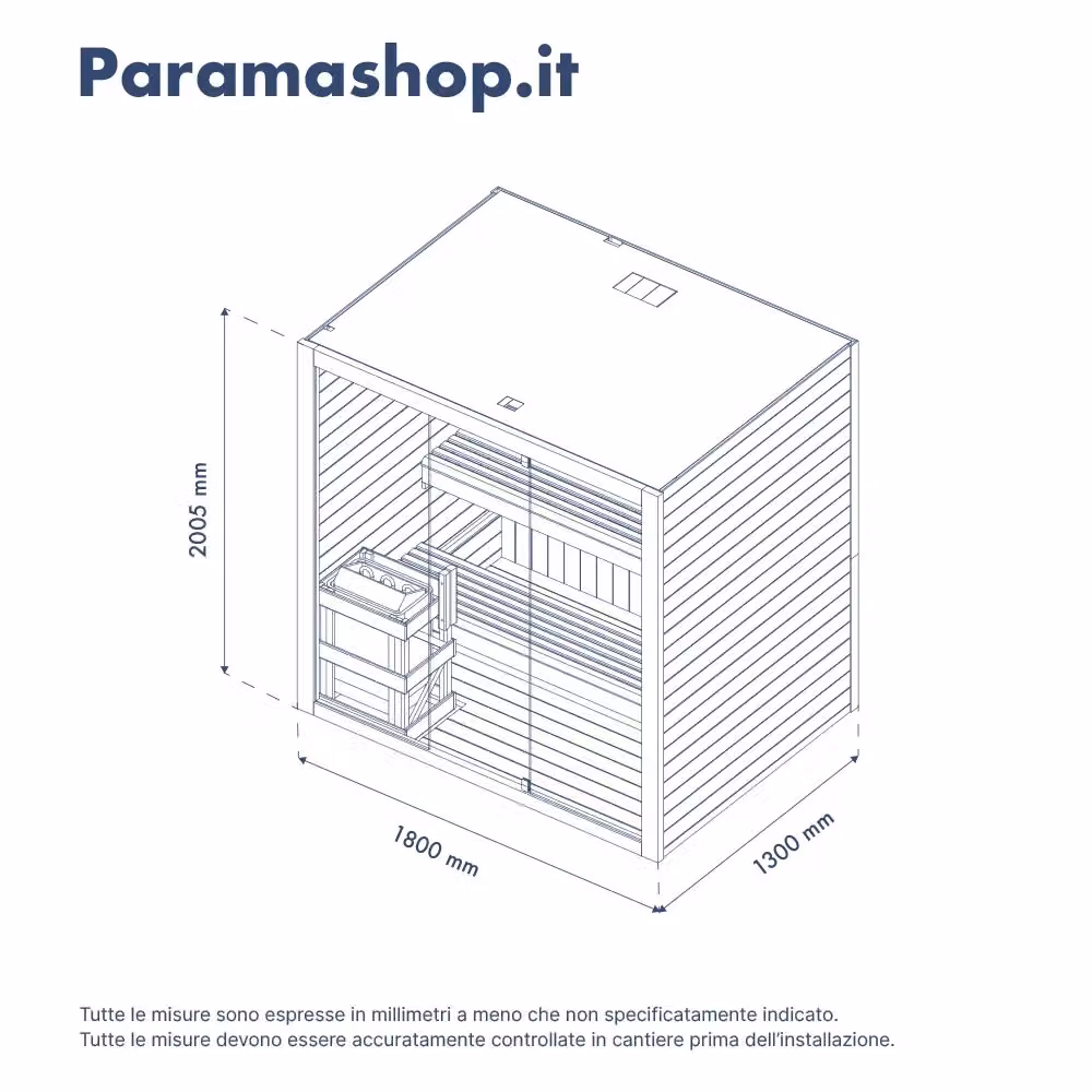 Sauna finlandese da interno Nirva per 3-4 persone in legno di abete beige con dettagli trasparenti L: 180 cm, P: 130 cm, H: 200 cm – 2