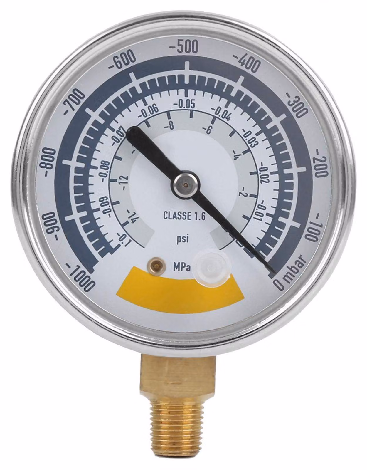 Manometro a vuoto, portata da 0 a 14 psi, attacco G1/8, acciaio inossidabile, diametro 63 mm