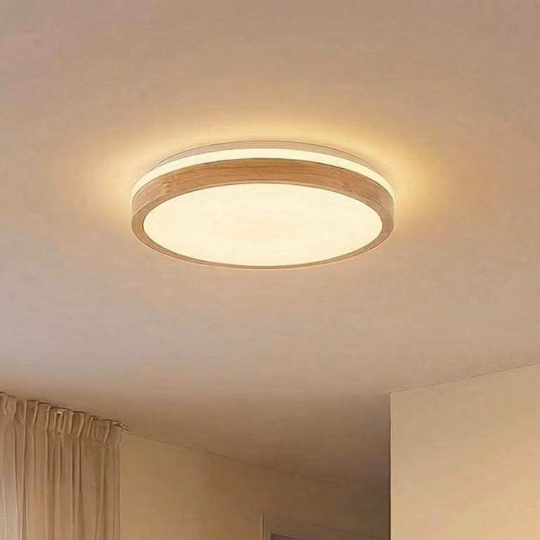 Plafoniera a LED Emiva Lindby, dimmerabile, Legno chiaro, Soggiorno / Sala da pranzo, Legno, Moderno, Plafoniera LED