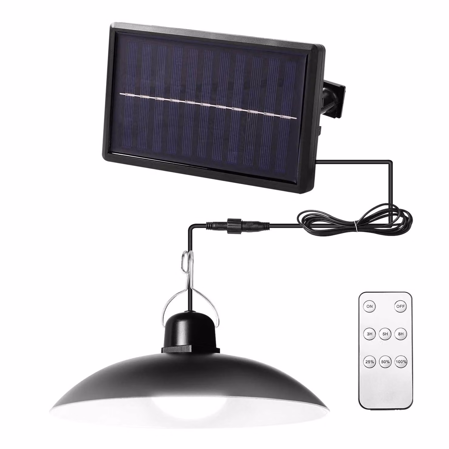 Lampada solare da esterno, lampada a sospensione solare con telecomando, lampada a sospensione LED da esterno per giardino con 1 lampadina, colore della luce: bianco