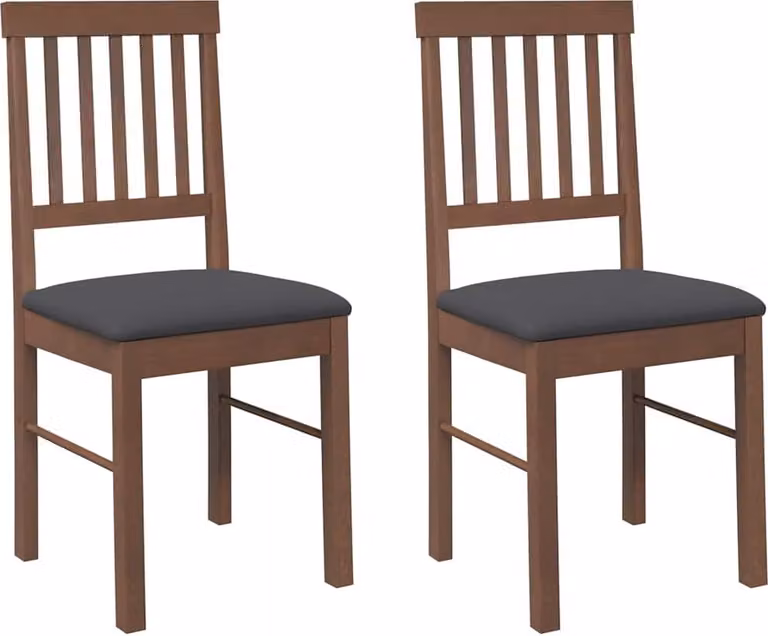 Sedie da Pranzo con Cuscini 2pz Marrone Legno Massello di Hevea