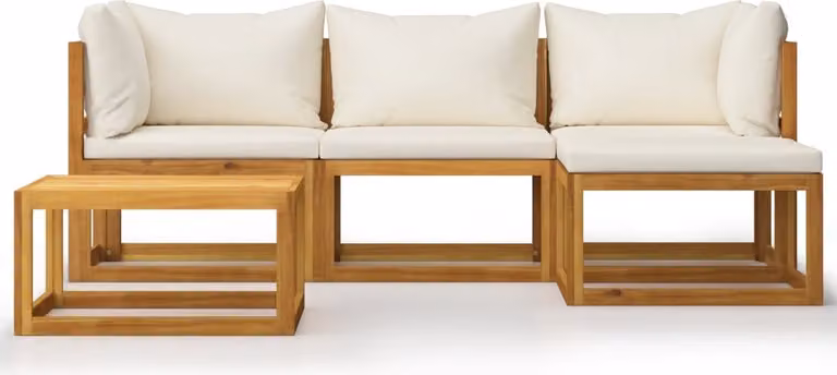 Set Divani Giardino 5 pz con Cuscini Legno Massello di Acacia