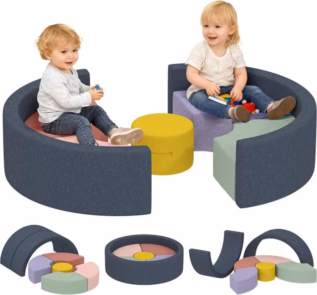 Tappeto gioco motricità Minimal 7 pezzi multicolore L: 107 cm, P: 107 cm, H: 30 cm