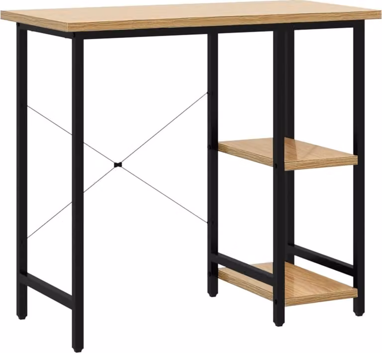Scrivania Computer Nera e Rovere Chiaro 80x40x72cm MDF Metallo
