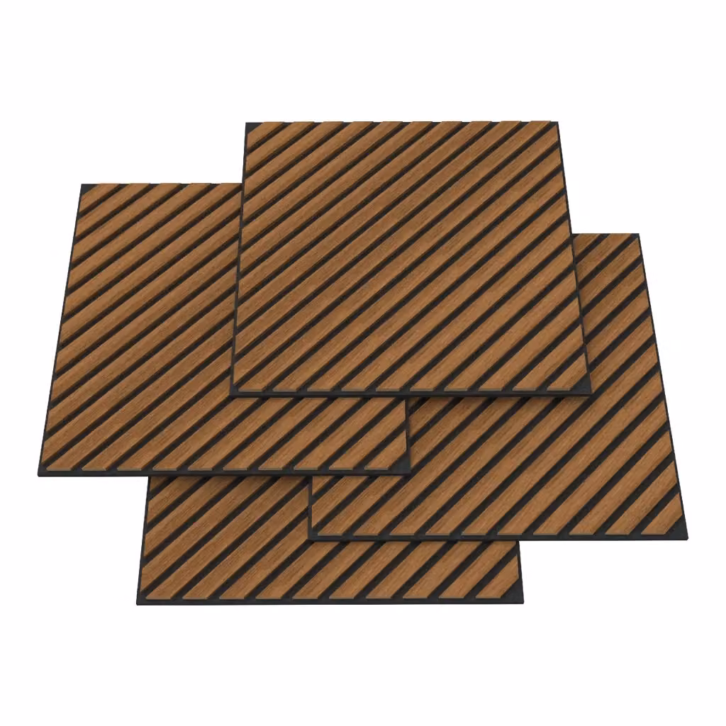 Set di 12 Pannelli Murali 3D Fonoassorbenti NEU.HOLZ con Effetto Legno Teak Marrone, Copertura 4,32 m², L/P: 60 x 60 cm – 2