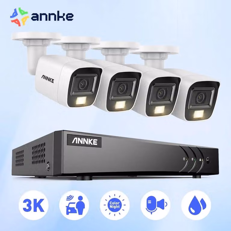 Sistema di videosorveglianza CCTV a 8 canali, con DVR da 5MP, telecamere con visione notturna a colori e audio