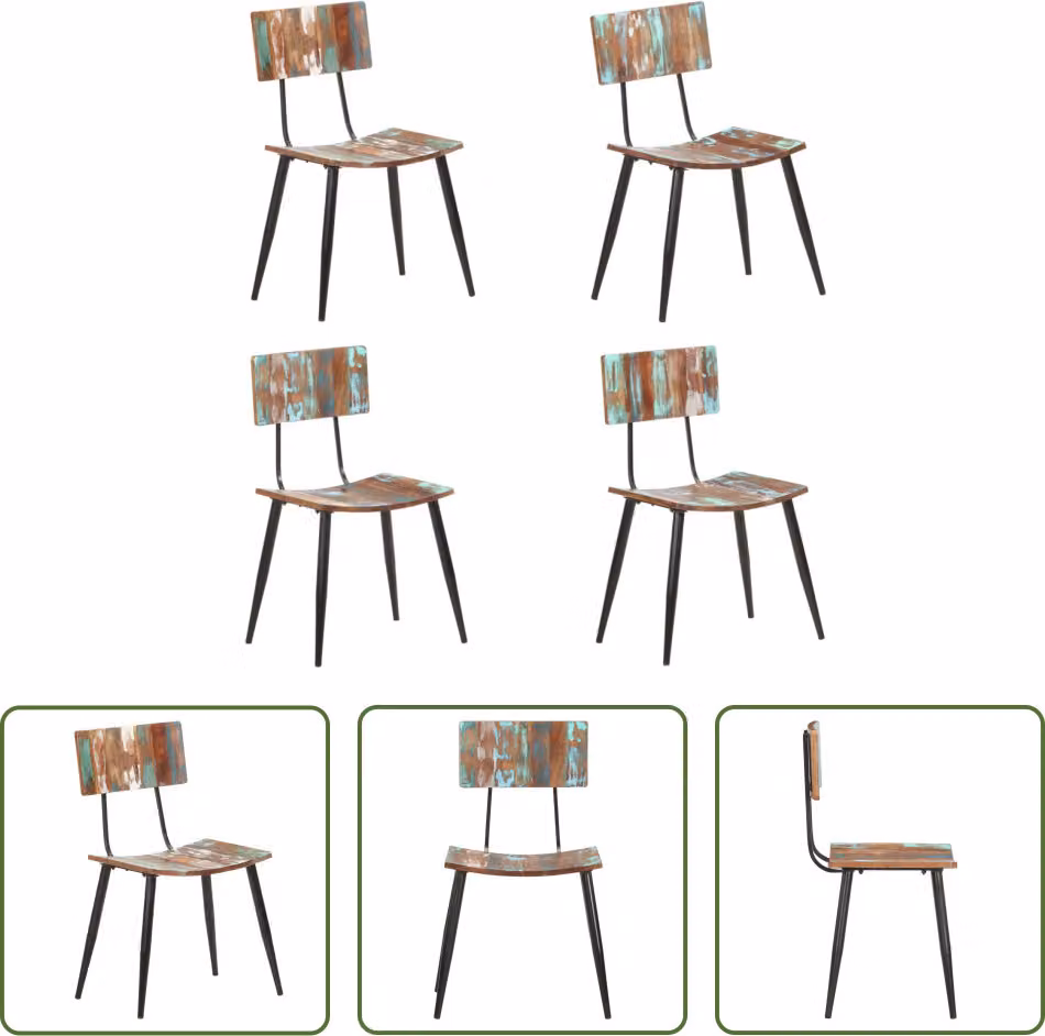 The Living Store Sedie da pranzo 4 pz. Legno recuperato