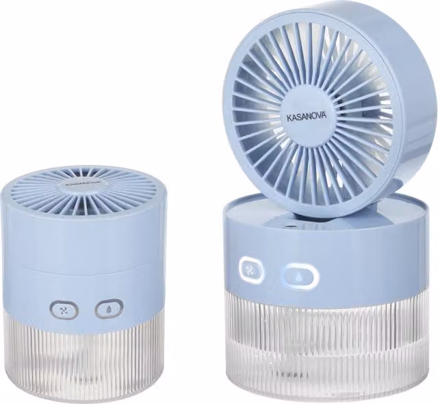 Ventilatore portatile con nebulizzatore KASANOVA azzurro in plastica