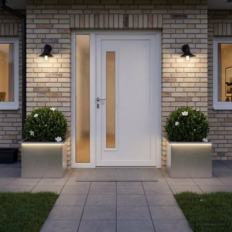 Set di 2 fioriere da giardino con LED vidaXL in acciaio color argento L 60 cm x P 40 cm x H 40 cm