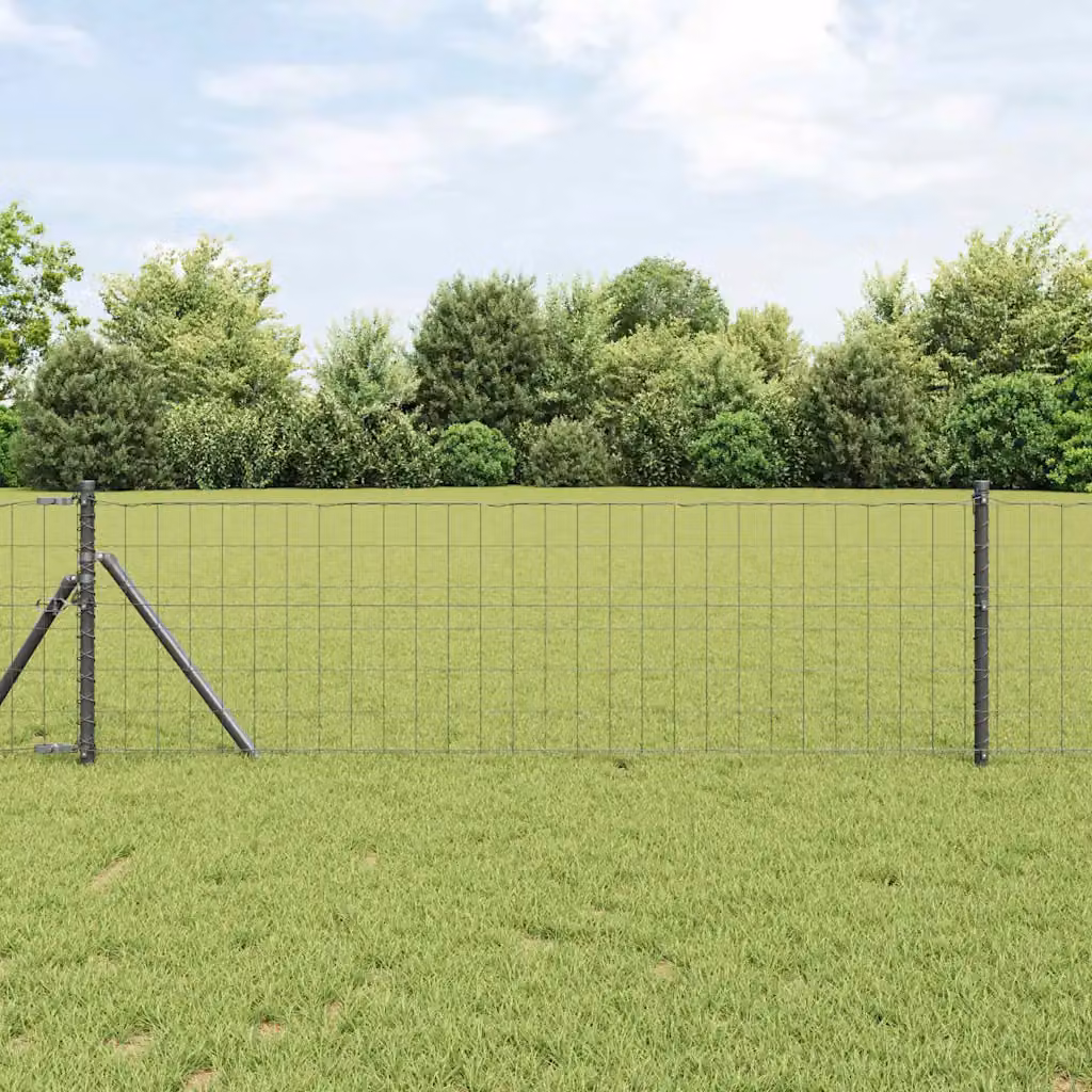 Recinzione vidaXL in ferro rivestito in PVC Grigio, L: 25 m, H: 0,6 m