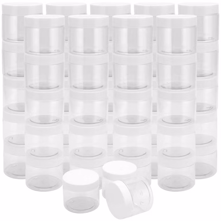 Contenitori in plastica, 48 pezzi - 120 ml - senza BPA - apertura ampia - contenitori per alimenti - leggeri - impilabili - contenitori per lo stoccaggio