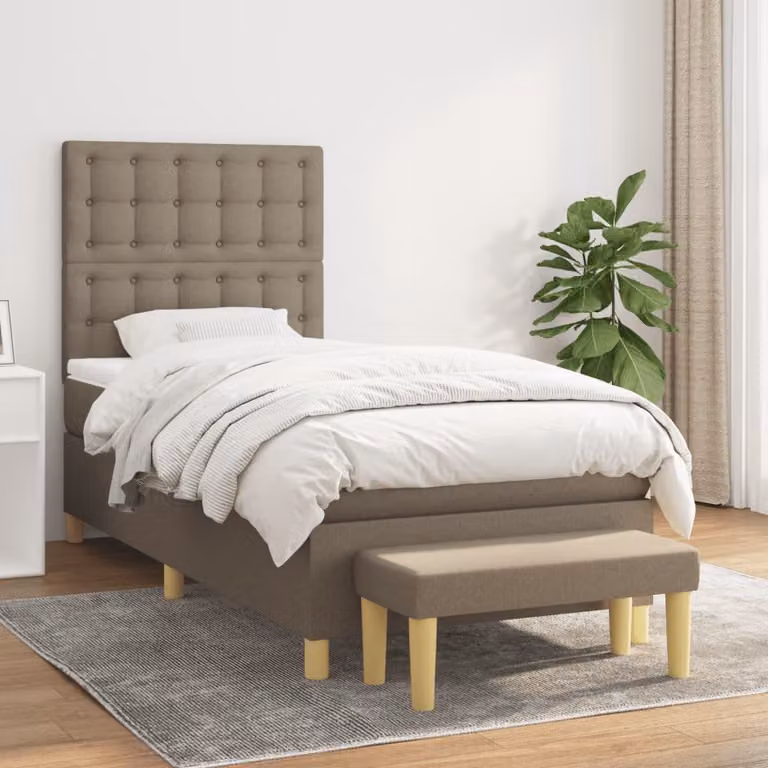 vidaXL Giroletto a Molle Ibrido con Materasso in Tessuto Tortora L/P/H: 200 x 80 x 20 cm