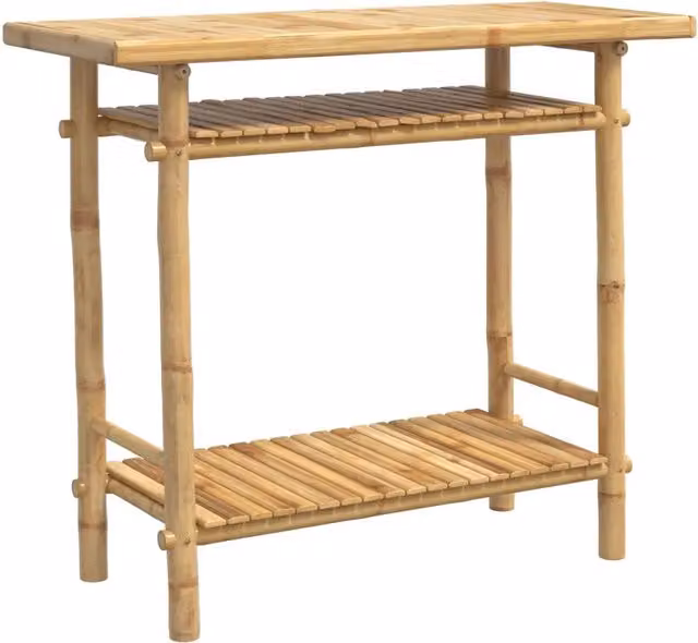Tavolo Consolle d'Ingresso in Bambù Beige L/P/H: 90 x 37 x 75 cm