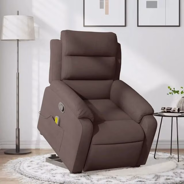 Poltrona Alzapersona Reclinabile con Assistenza Elettrica vidaXL, Marrone, Tessuto e Schiuma – 1
